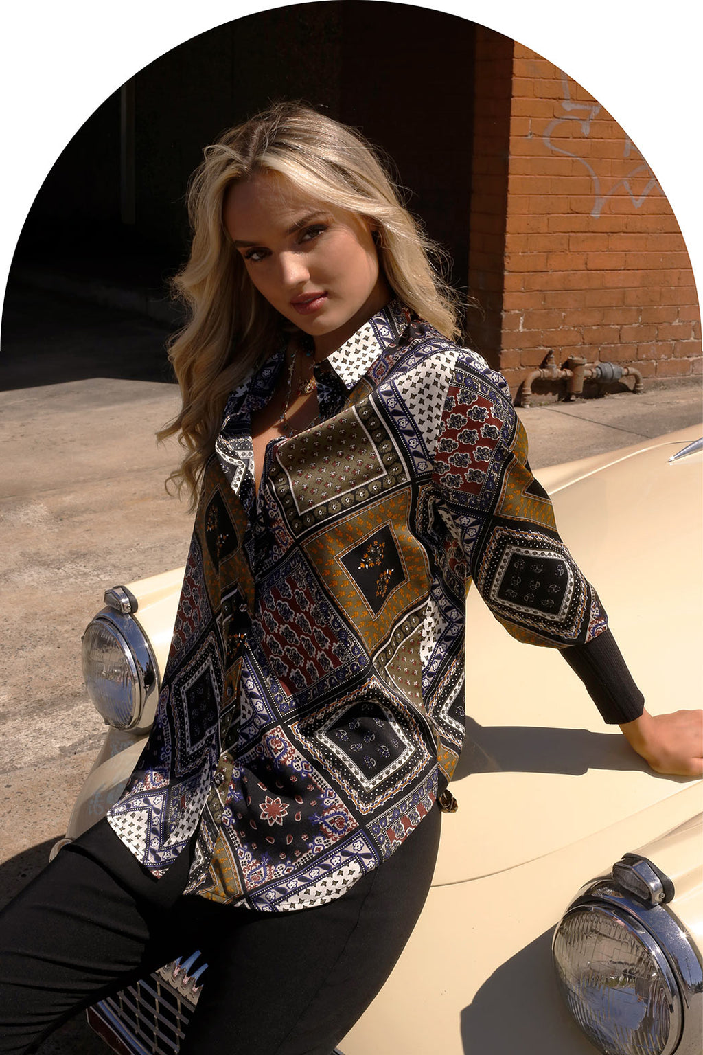 Khaki Silky Andie Shirt - SALE