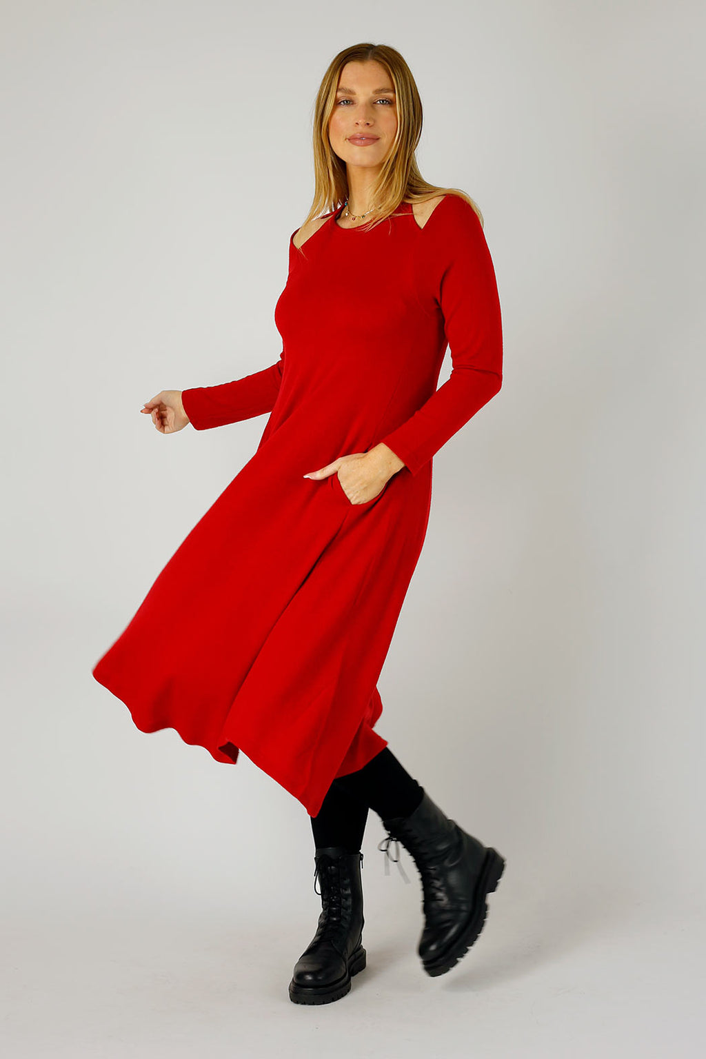 Red Keyhole Swing Dress - SALE