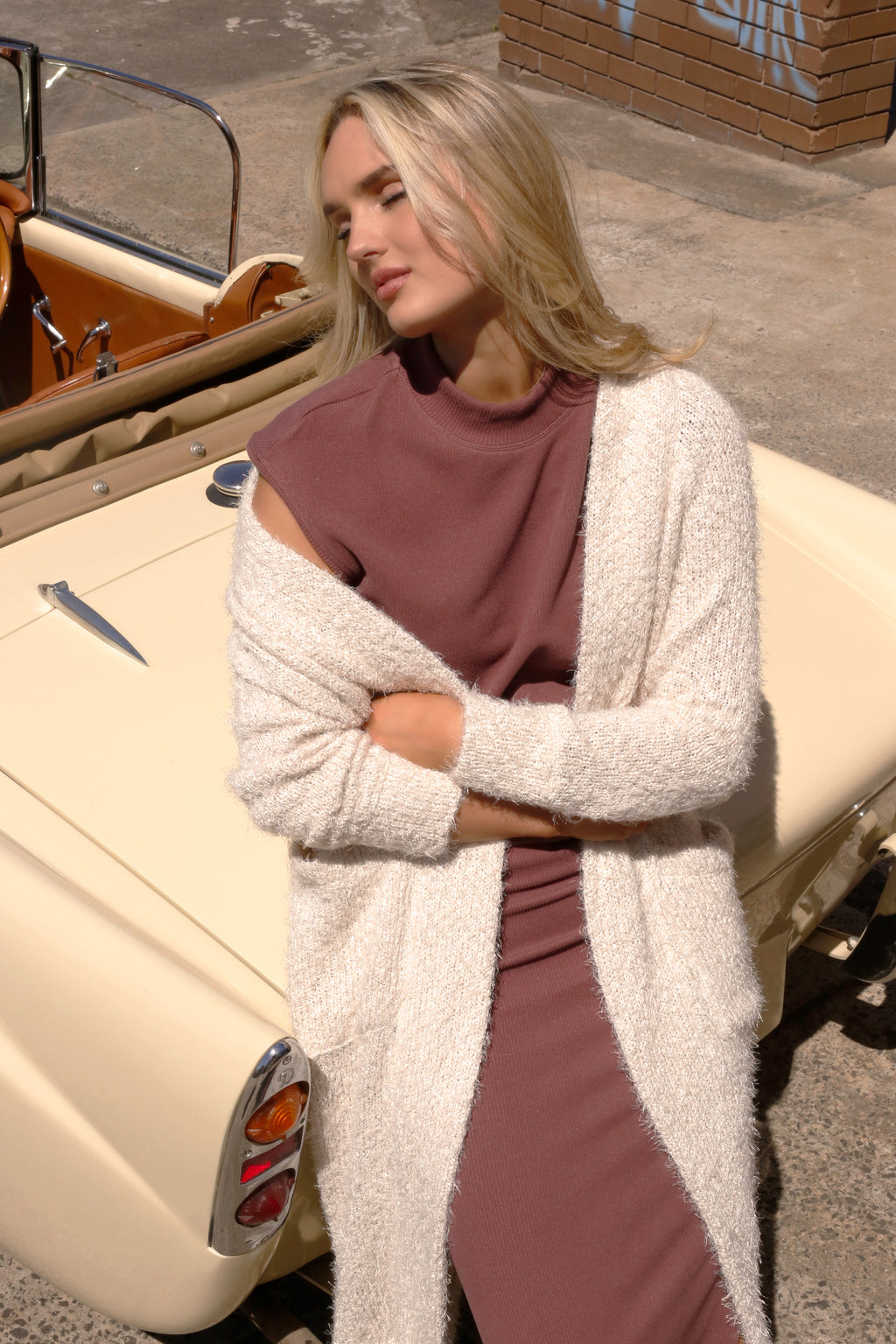 Ivory Fluffy Raglan Cardi - SALE