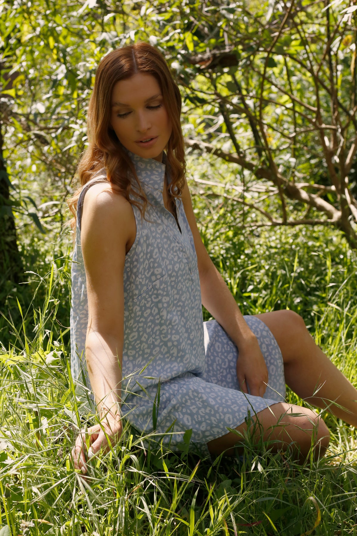 White Animal Chambray Blogger Dress - SALE