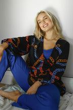 Black Chains Silky Wrap Top - FINAL SALE