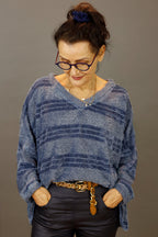 Chambray Fluffy Stripe Jumper - FINAL SALE