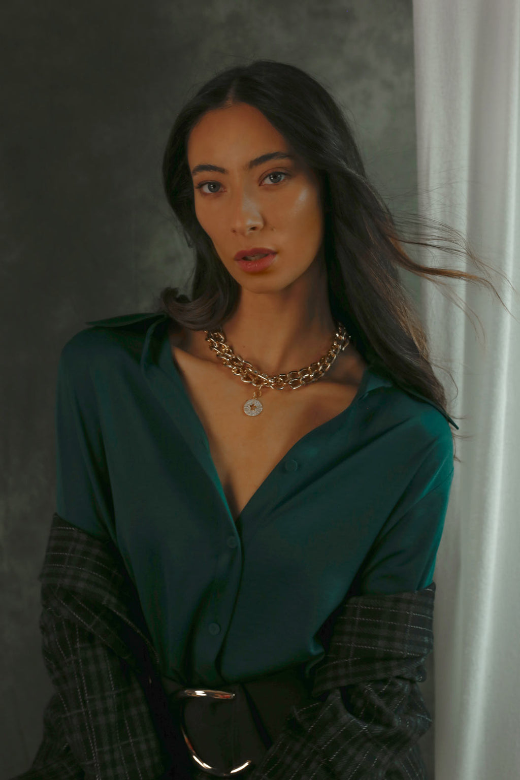 Teal Satin Asana Shirt - SALE
