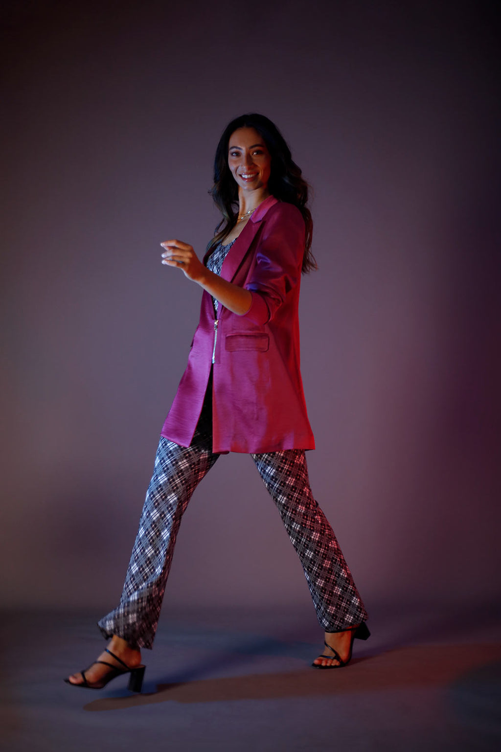 Crimson Satin Zippy Blazer - SALE