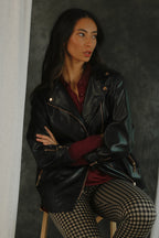 Black Biker Jacket - Vegan Leather - SALE