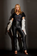 Black Gem Bustier V-Neck T-Shirt