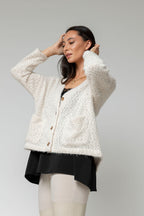 Ivory Fluffy Pocket Cardi - Sale