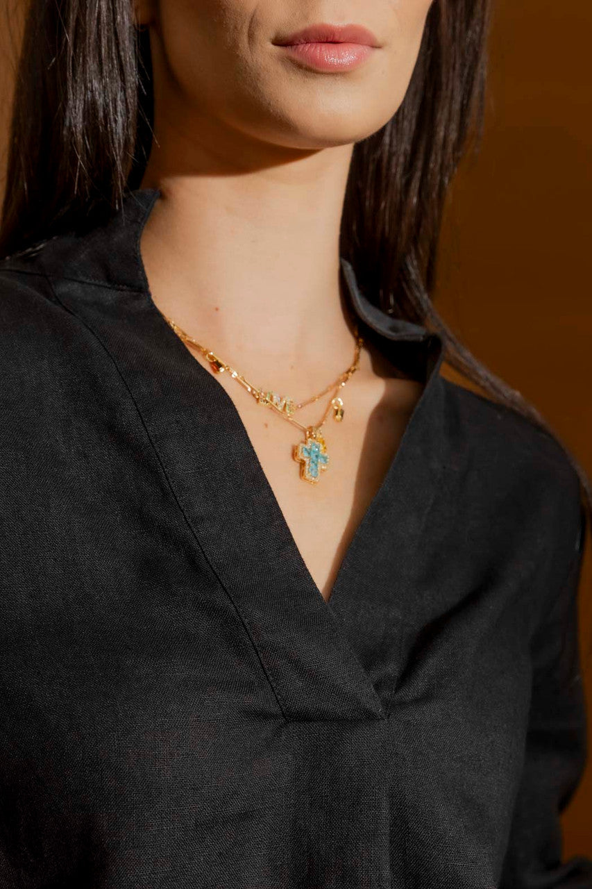 Black Luxury Linen Blogger Shirt