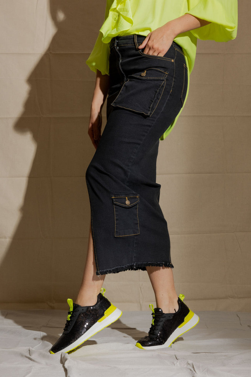 Dark Denim Cargo Skirt