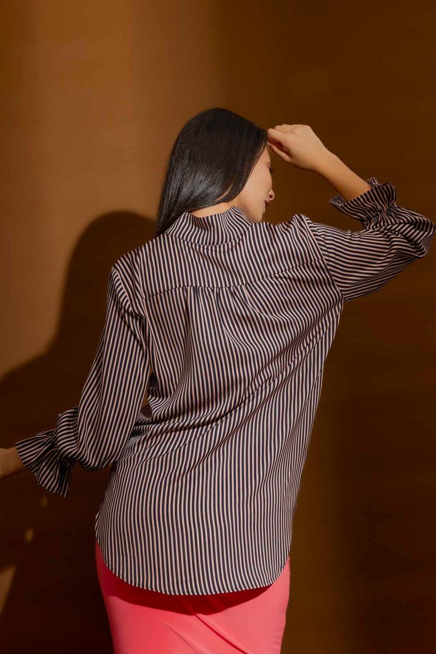 Navy/Pink Stripe Femme Blogger Shirt