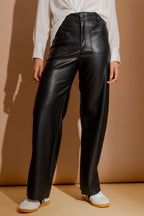 Black Faux Leather Pocket Pant