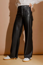 Black Faux Leather Pocket Pant