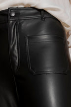 Black Faux Leather Pocket Pant
