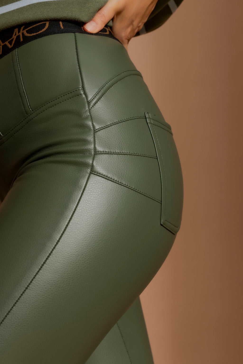 Olive Croc Coated Miracle Pant