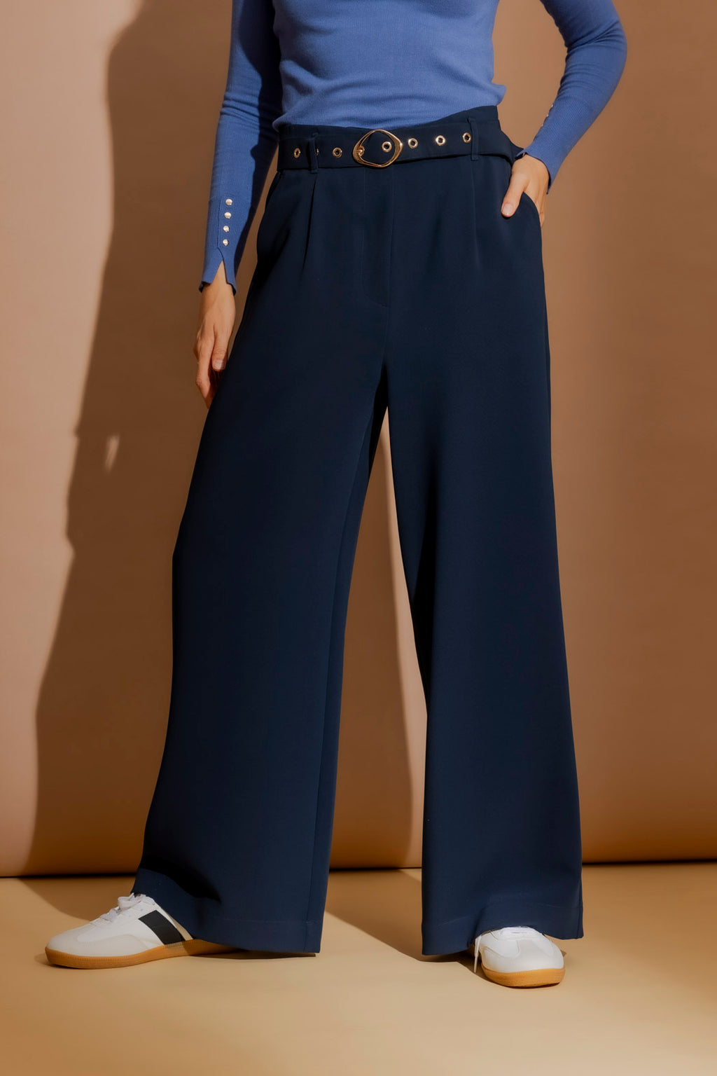 Navy Euro Wide Leg Pant