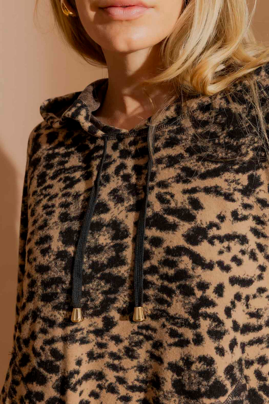 Beige Leopard Raglan Hoodie