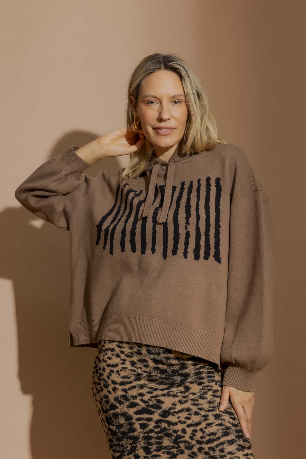 Caramel Lines Hoodie Caramel S