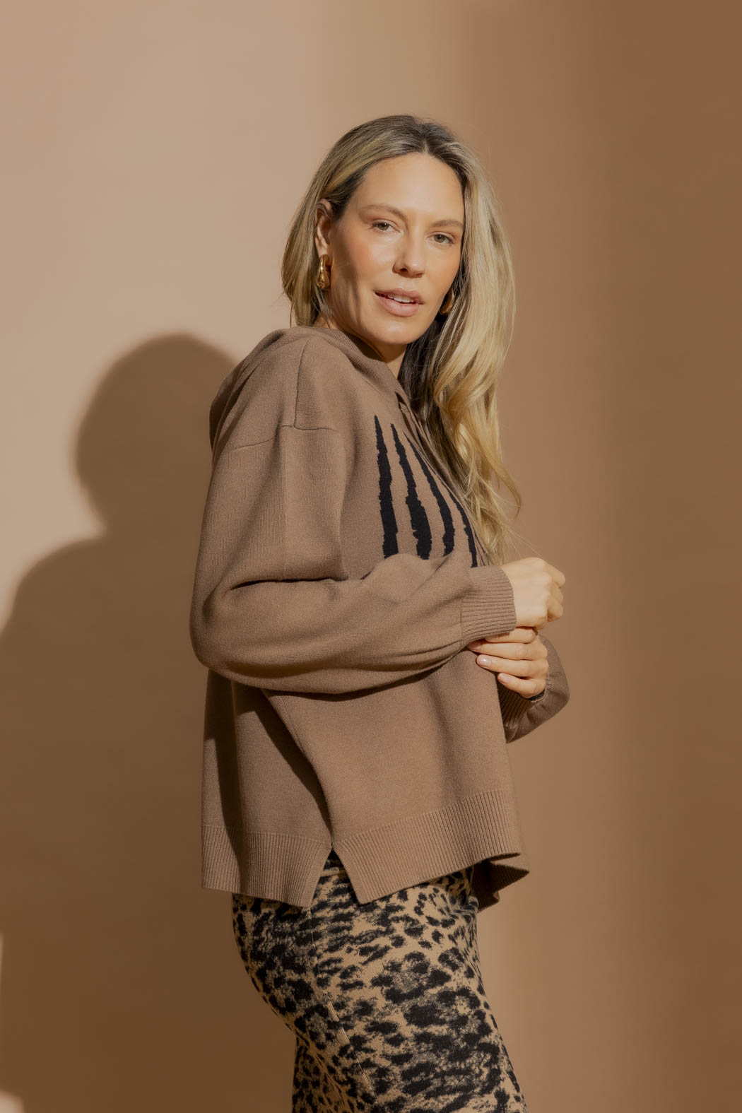 Caramel Lines Hoodie Caramel S
