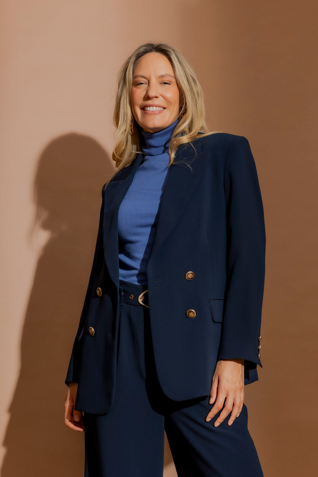 Navy Euro Double Breasted Blazer