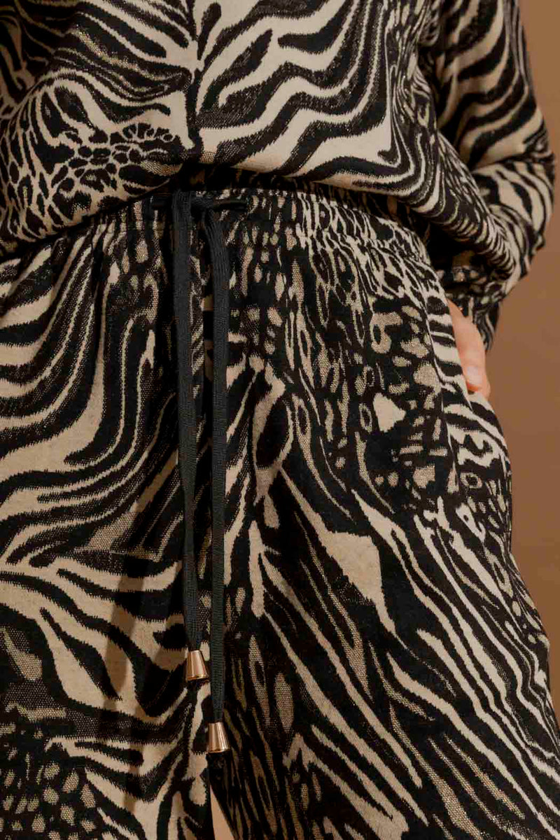 Metallic Animal Knit Lounge Pants Animal