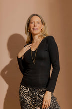 Black Tencel Long Sleeve Lust Top