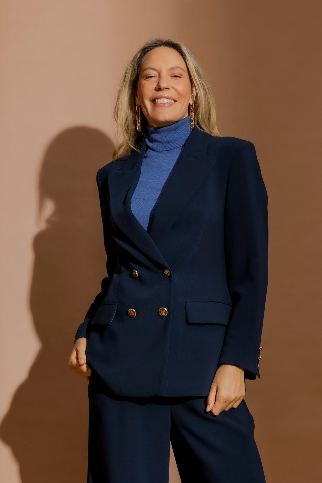 Navy Euro Double Breasted Blazer