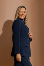 Navy Euro Double Breasted Blazer