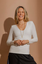 White Tencel Long Sleeve Lust Top