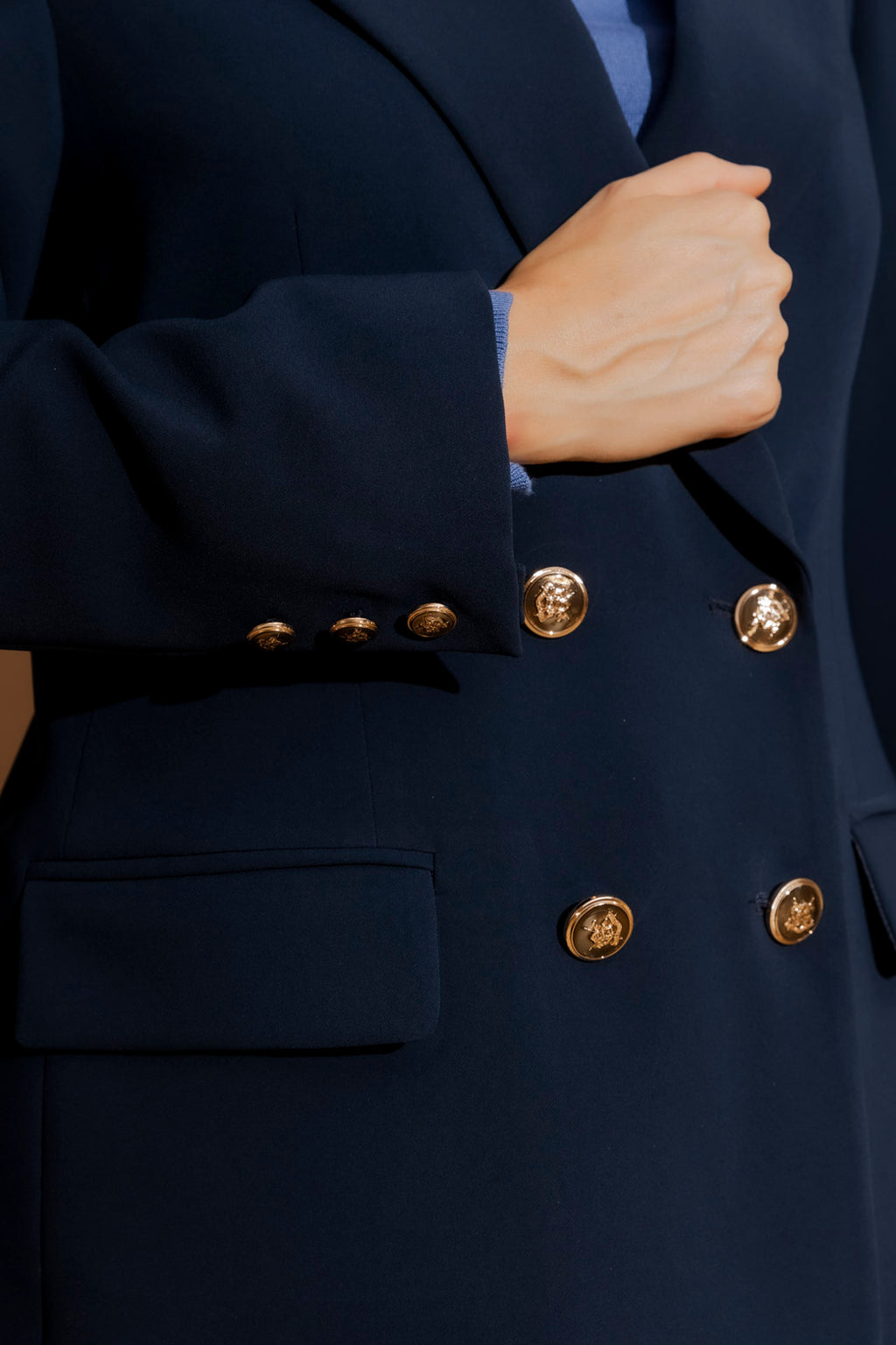 Navy Euro Double Breasted Blazer