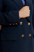 Navy Euro Double Breasted Blazer