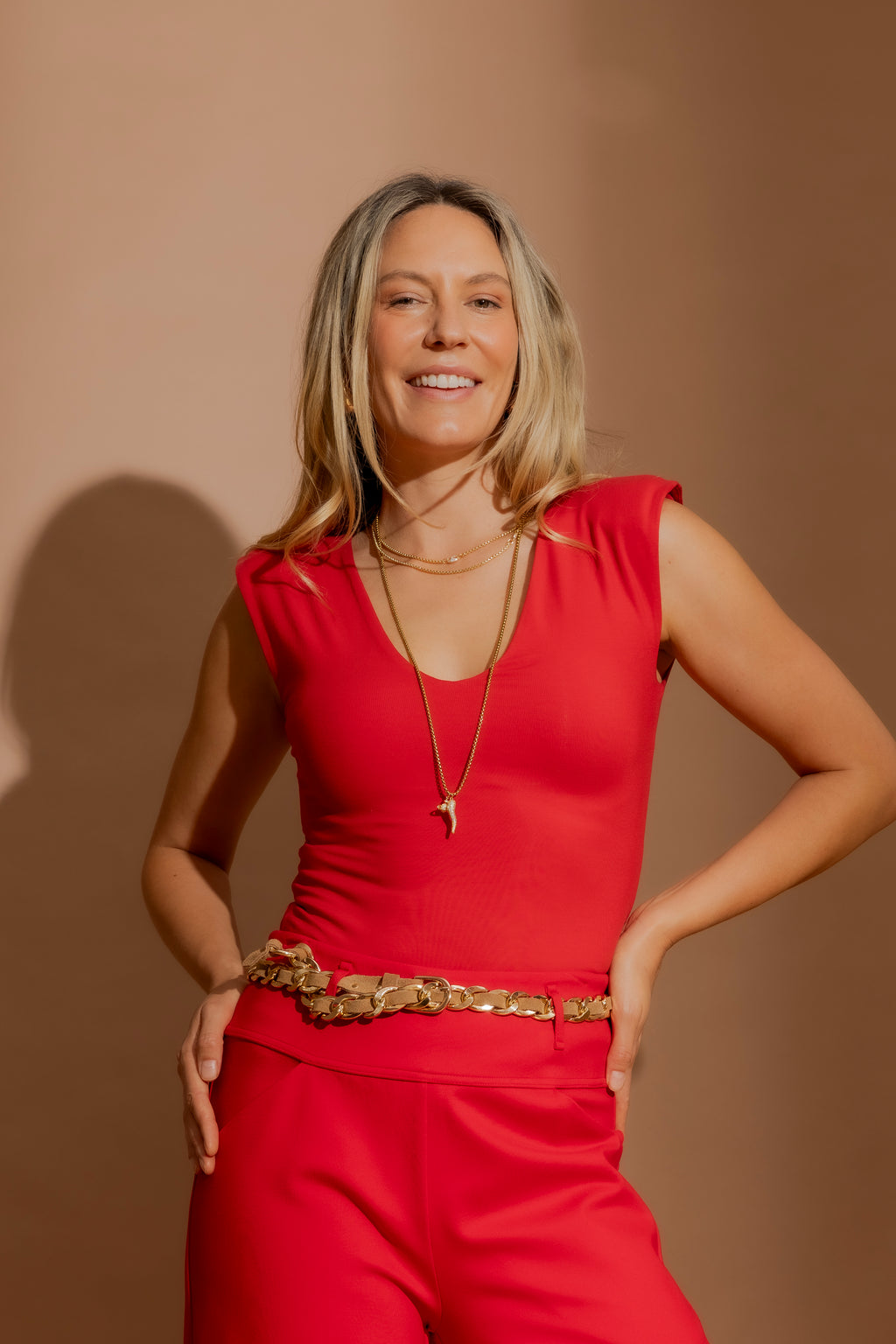 Tan/Gold Suede Chain Belt Tan/Gold S/M