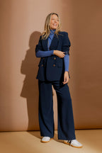 Navy Euro Double Breasted Blazer