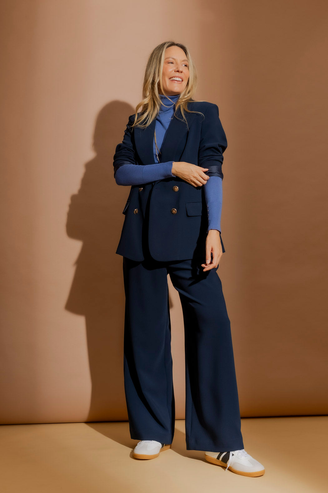 Navy Euro Double Breasted Blazer