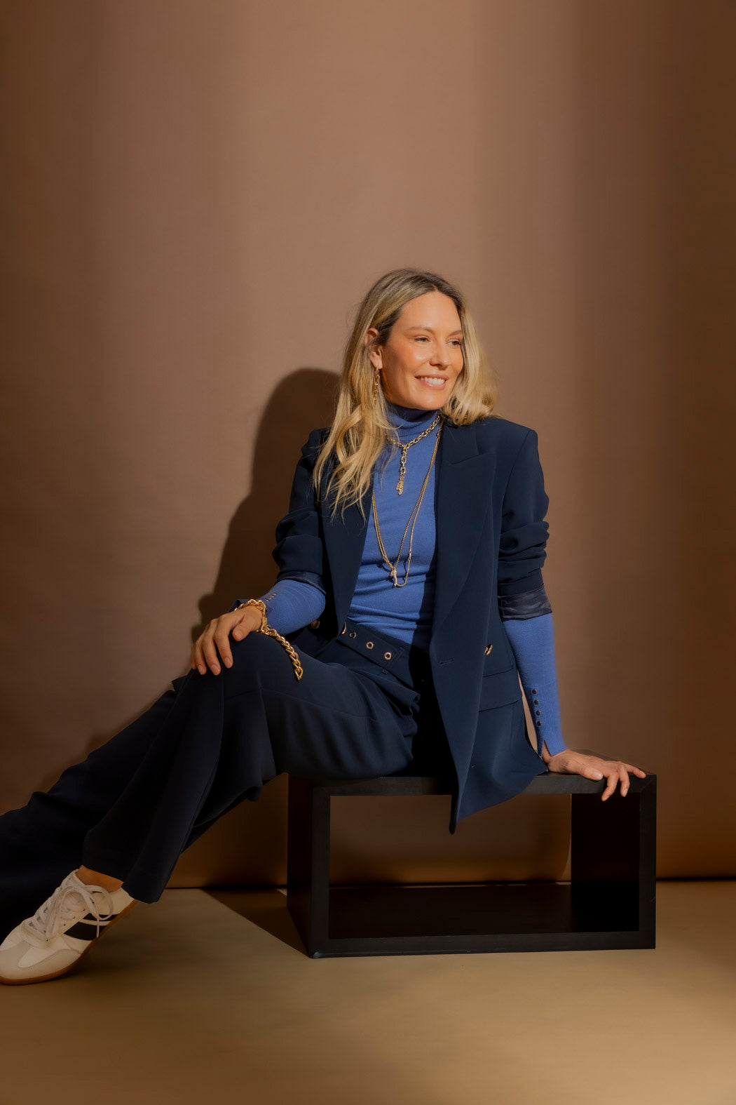 Navy Euro Wide Leg Pant