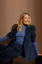 Navy Euro Double Breasted Blazer