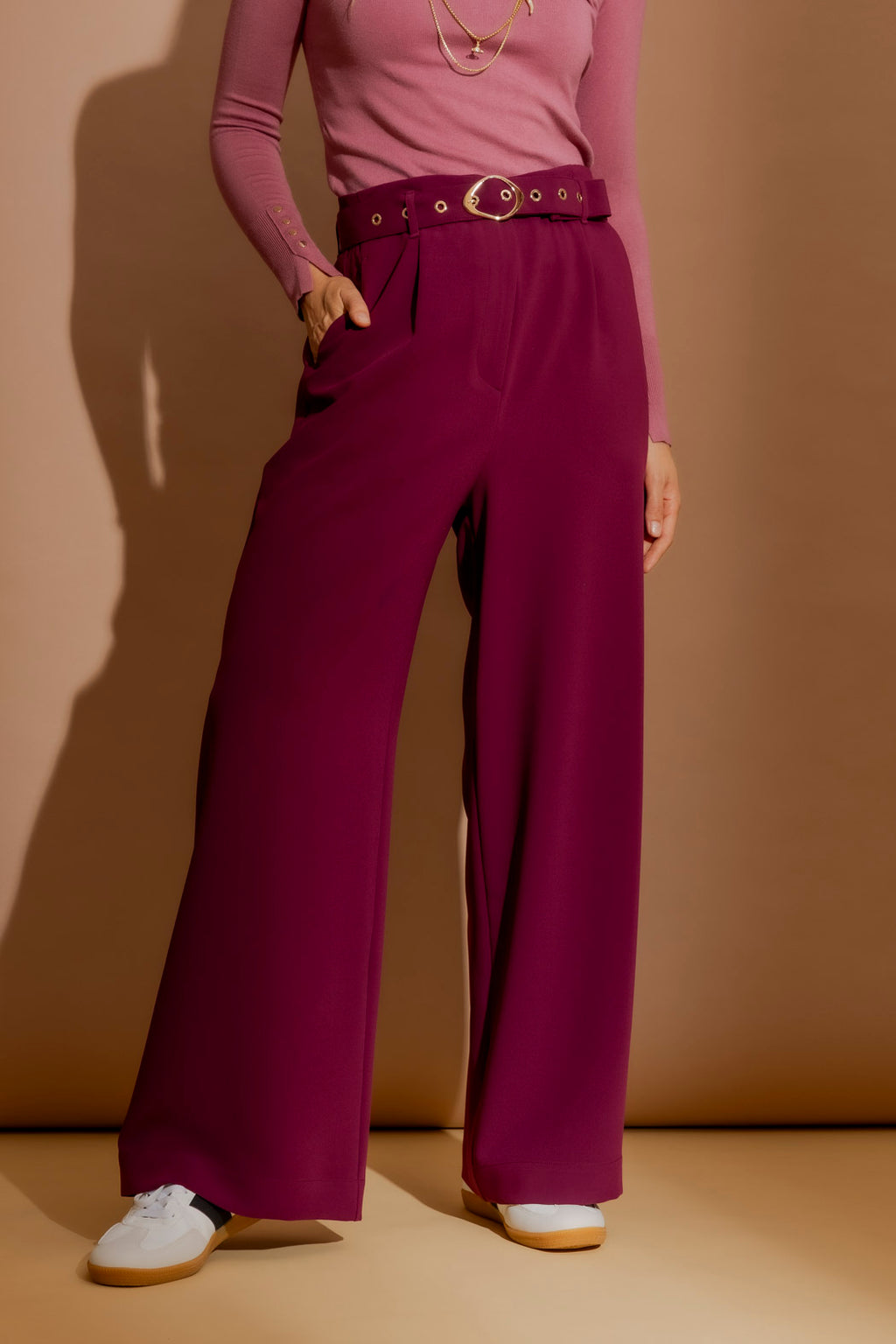 Raspberry Euro Wide Leg Pant