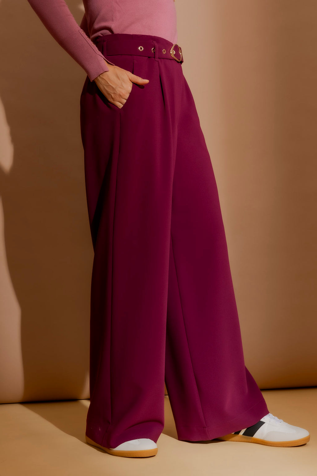 Raspberry Euro Wide Leg Pant