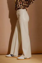 Ivory Faux Leather Pocket Pant