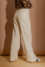 Ivory Faux Leather Pocket Pant
