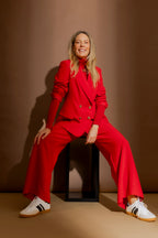 Red Euro Double Breasted Blazer