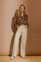 Ivory Faux Leather Pocket Pant