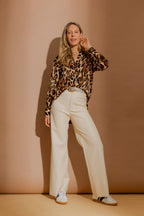 Ivory Faux Leather Pocket Pant