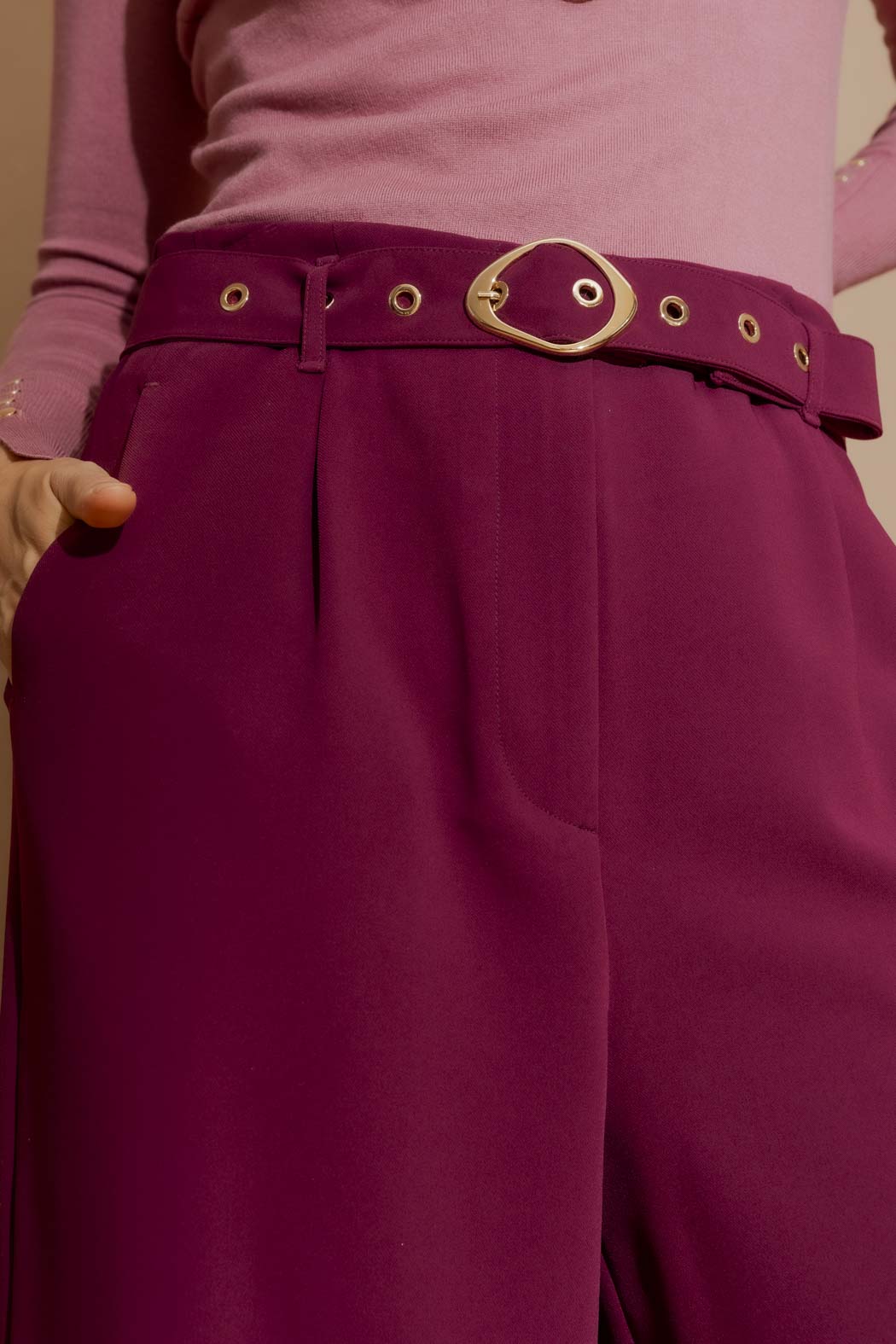 Raspberry Euro Wide Leg Pant