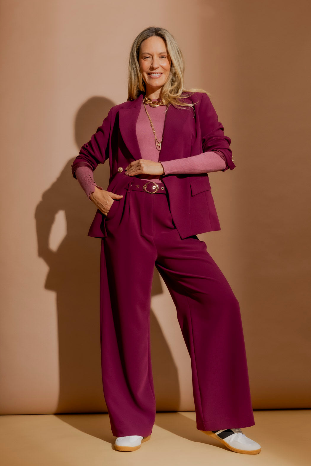 Raspberry Euro Wide Leg Pant