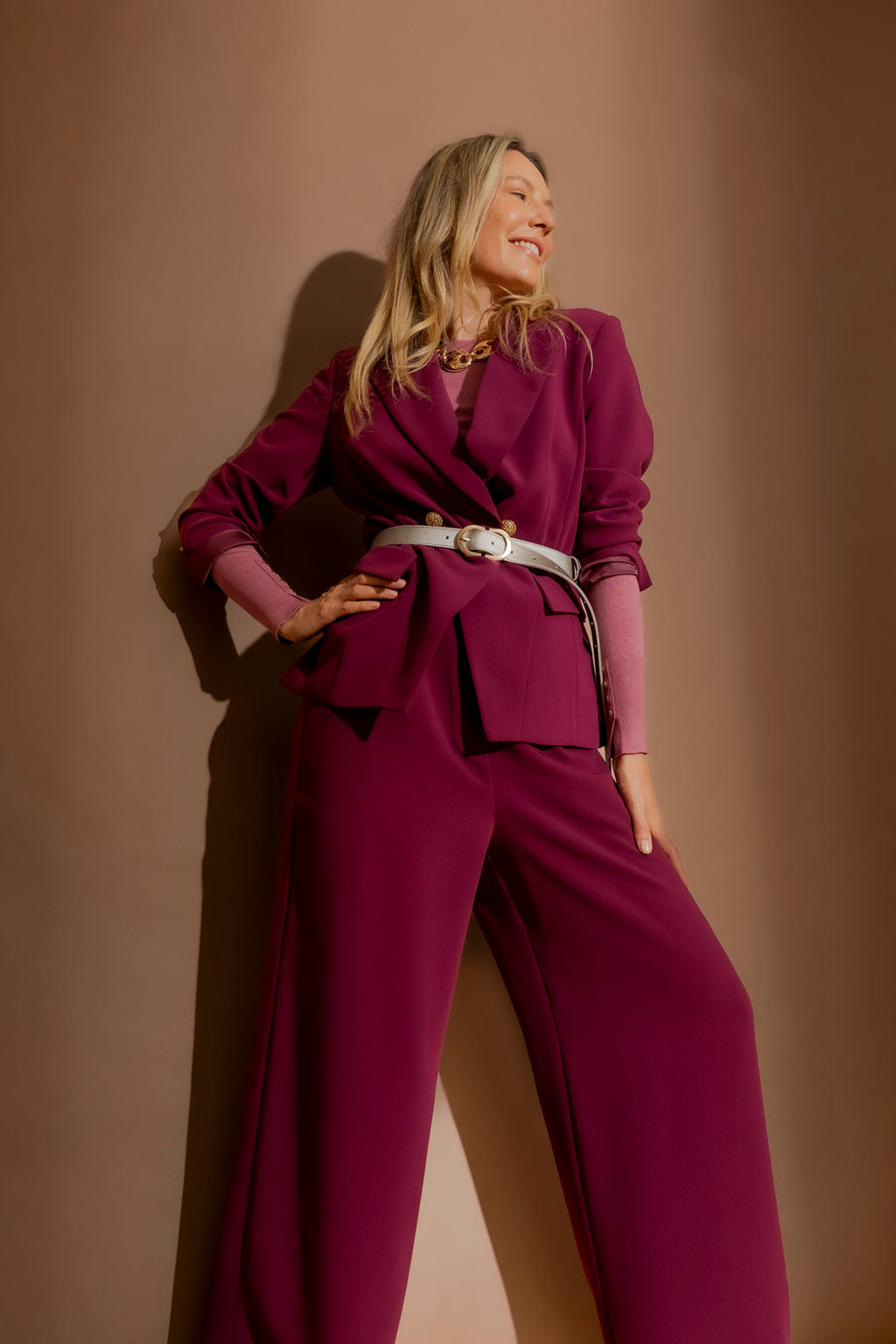 Raspberry Euro Wide Leg Pant