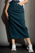 Jade Diamond Belted Midi Skirt