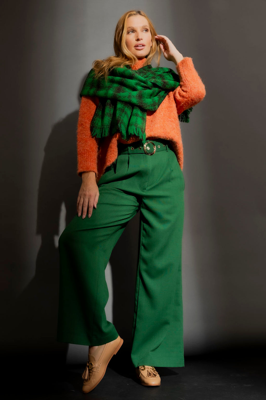 Green Check Blanket Scarf Green Check