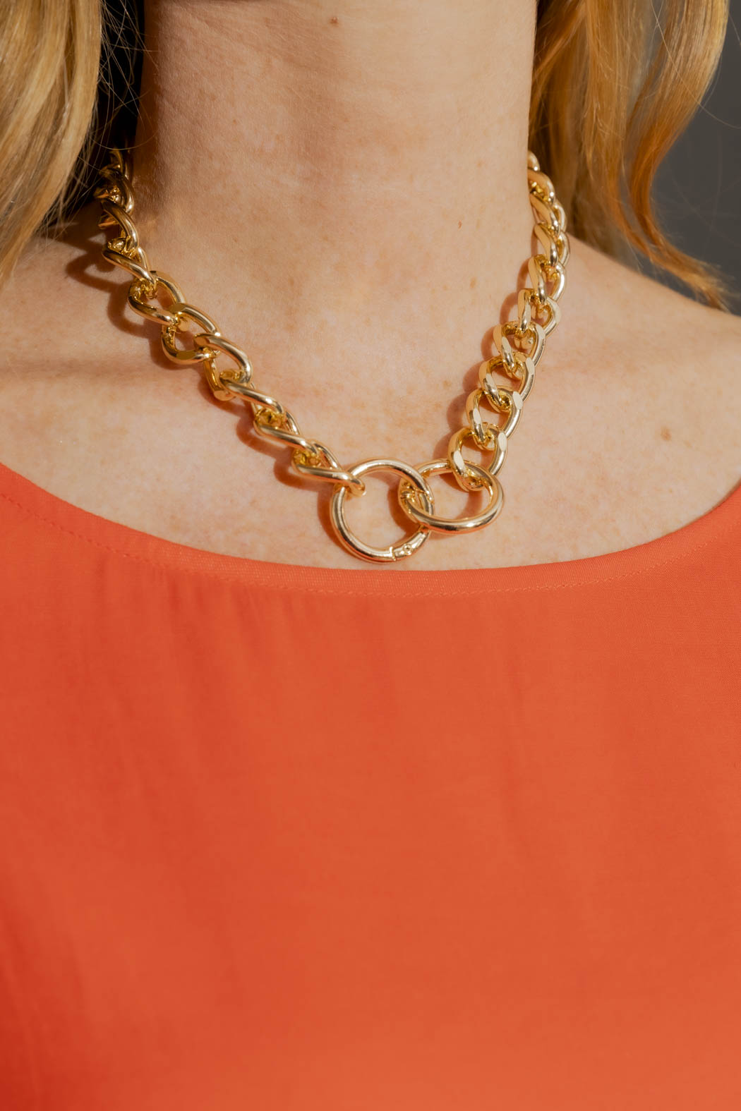 Gold Double Ring Necklace