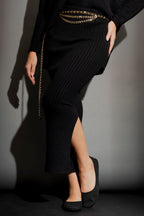 Black Rib Knit Skirt Black