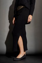 Black Rib Knit Skirt Black